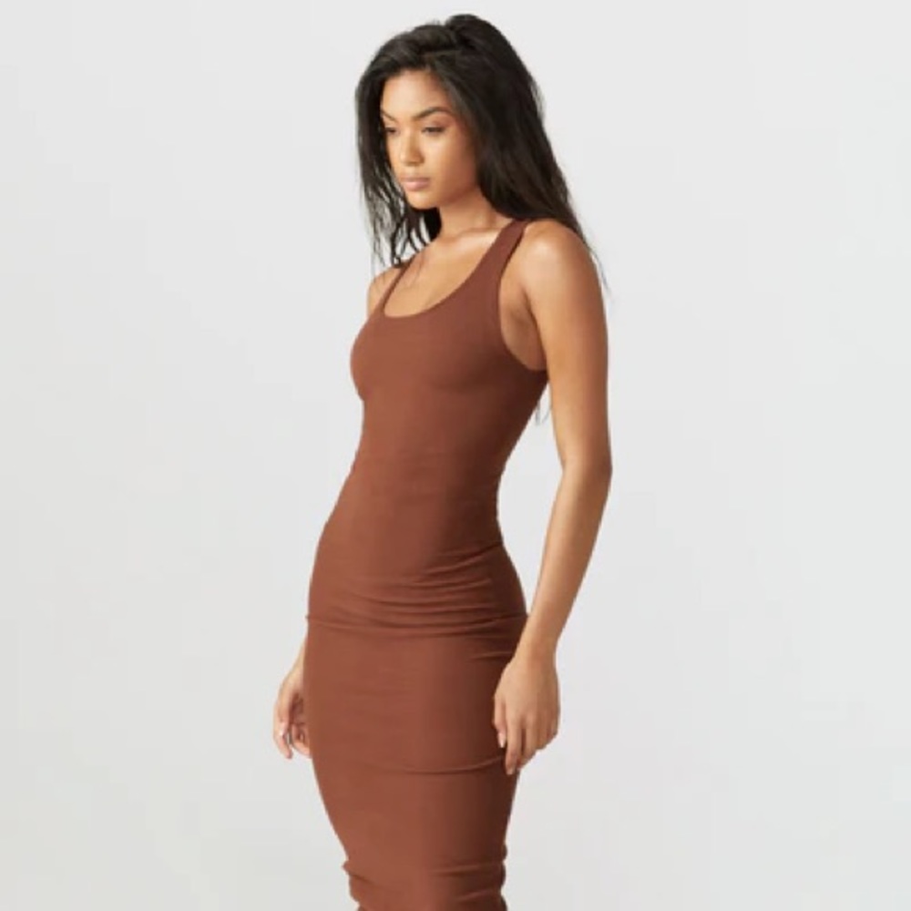 Joah brown Bodycon dress in oxblood flexrib